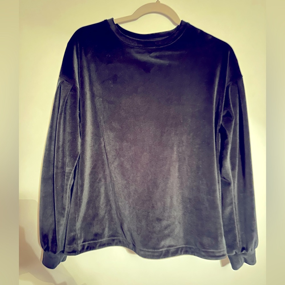 Puff sleeve velour velvet black long sleeve top - Target